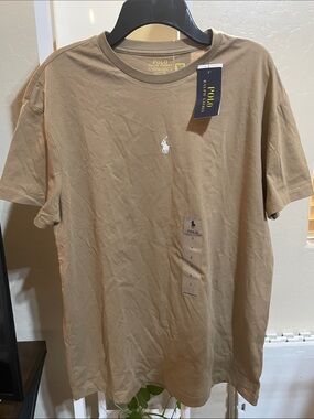 Polo by Ralph Lauren Short-Sleeve Crew T-Shirt in Tan with White Pony
